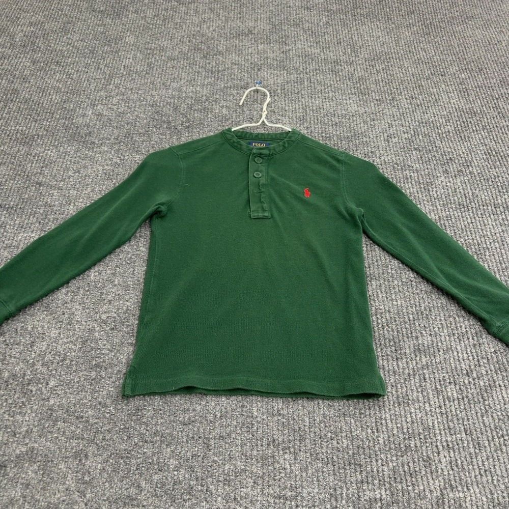 Polo Ralph Lauren Henley Kids 6 Green Cotton Long Sleeve Henley Classic Preppy